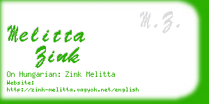 melitta zink business card
